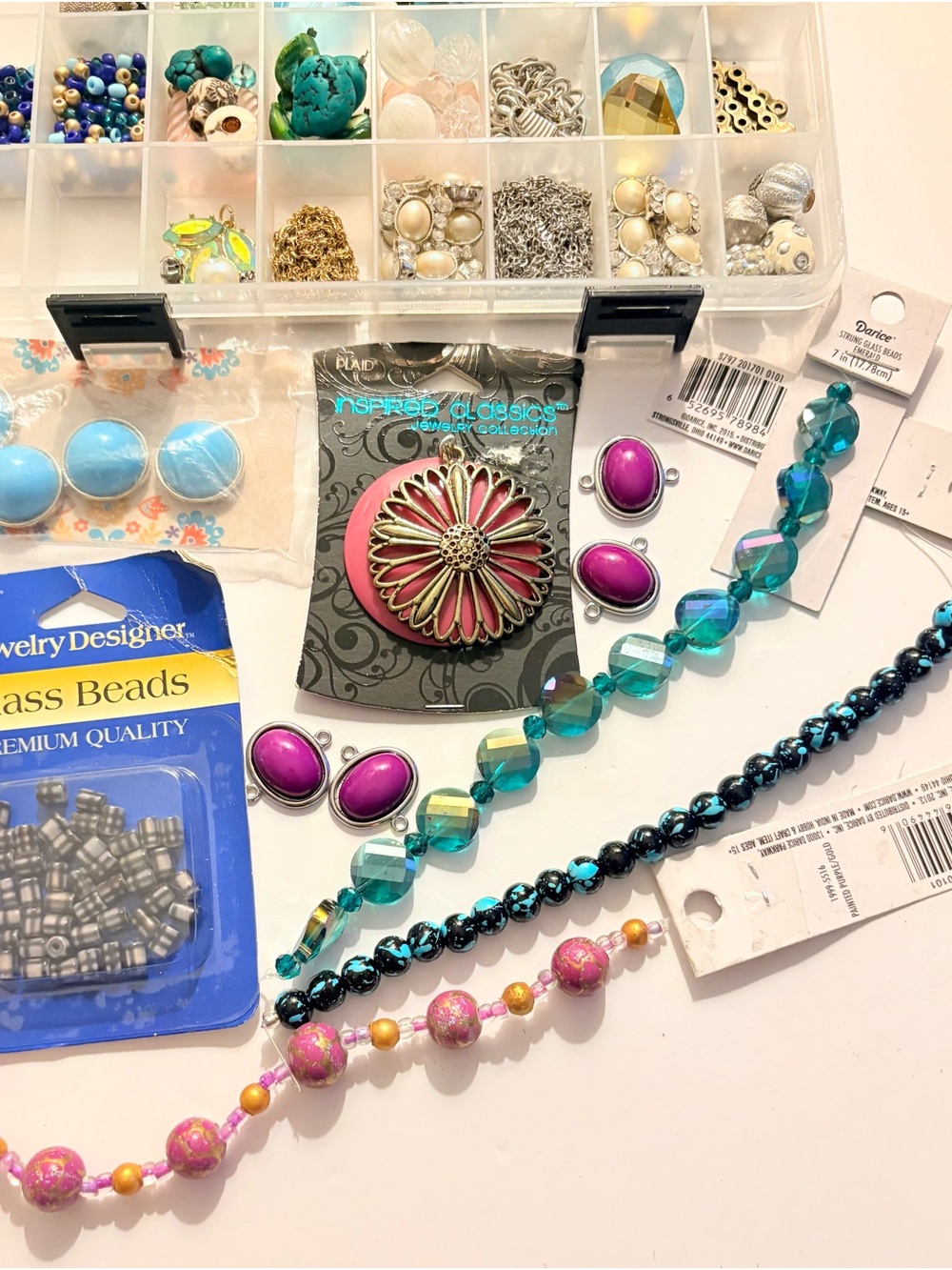 Assorted Jewelry Making Kit with Beads and Charms - Turquoise, Teal, Green, Pink - Picture 7 of 9